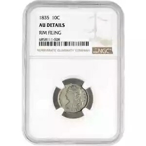 1835 キャップ付きバスト ダイム - NGC ほぼ未流通の詳細 - リム ファイリング｜WORLD RESOURCE【KING店】