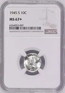 1945-S 10C マーキュリー ダイム NGC MS67+ 6264053-007|WORLD RESOURCE【KING店】