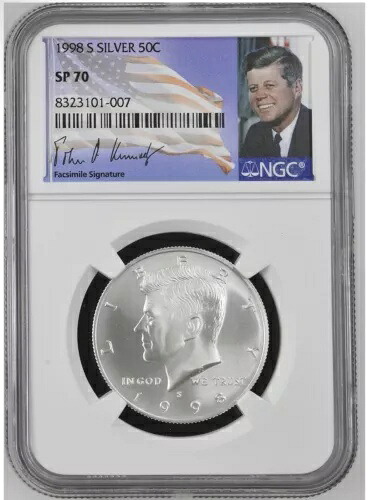 1998-S 50C - SP70 シルバー ケネディ ハーフダラー - NGC シグネチャー Lbl｜WORLD RESOURCE【KING店】