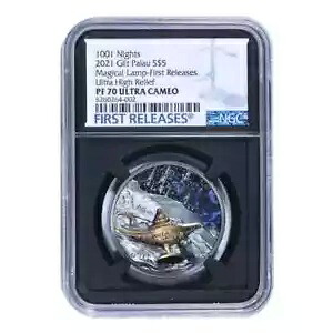 2021 パラオ $5 ゴールド 金箔 1001 ナイツ マジカル ランプ NGC PF70 ウルトラ カメオ OGP 付き｜WORLD RESOURCE【KING店】