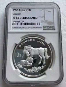 NGC PF69 ウルトラ カメオ UC 中国 1995 ユニコーン 1オンス シルバー コイン 10 元｜WORLD RESOURCE【KING店】