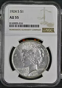 1924 S ピース シルバー ダラー $1 NGC AU 55 8160005-016|WORLD RESOURCE【KING店】