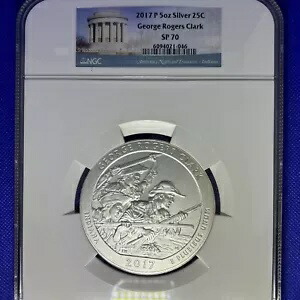 2017-P 5 オンス シルバー ジョージ ロジャー クラーク 25C NGC SP 70 アメリカ ザ ビューティフル ATB画像