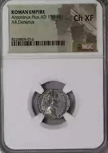 NGC Ch XF アントニヌス ピウス AR デナリウス ローマ AD 138-161 リベラリタス rev.グレートコイン