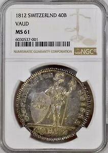 1812 R スイス スイス ヴォー州 シルバー 40 バッツェン NGC MS61 2485 鋳造レア｜WORLD RESOURCE【KING店】