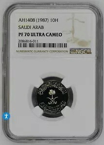 サウジアラバイ AH1408 (1987) 10H NGC PF 70 ウルトラ カメオ トップ ポップ !!｜WORLD RESOURCE【KING店】