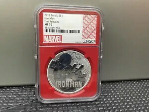 2018 $1 ツバル マーベル アイアンマン NGC MS70 初回リリース 1オンス .9999 シルバー｜WORLD RESOURCE【KING店】