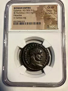 #A8070、ハイグレード NGC Ch XF 5/5 ストライク、ガレリウス rv ジーニアス ヘラクレア ローマン コイン|WORLD RESOURCE【KING店】