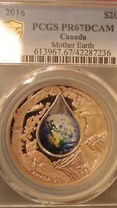 2016 カナダ $20 母なる地球 3D ドーム効果 カラー化 NGC PF667|WORLD RESOURCE【KING店】