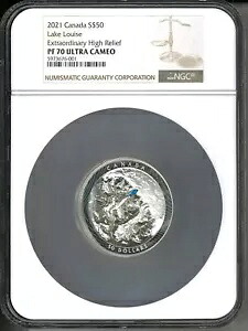 2021 カナダ レイク ルイーズ 82.3 グラム シルバー ハイレリーフ コイン NGC PF 70｜WORLD RESOURCE【KING店】