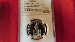 1973 ハイチ シルバー 25 グールド ワールドカップ サッカー NGC PF 69 ウルトラ カメオ 美しい|WORLD RESOURCE【KING店】