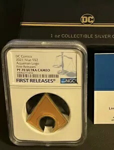 DC ヒーローズ アクアマン エンブレム 2021 ニウエ 1 オンス シルバー コイン $2 NGC PF70 UC FR｜WORLD RESOURCE【KING店】