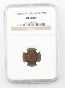 1889-B スイス 1 ラッペン コイン スラブ AU 58 BN NGC グレード スイス KM 3.1｜WORLD RESOURCE【KING店】