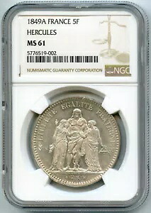 イーエ共和国 (1848-1852) 5 フラン ヘラクレス 1849 パリ NGC Ms 61