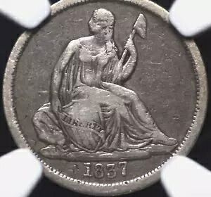 1837 ノー スターズ シーテッド ダイム NGC CHOICE VF 20 素敵でオリジナルの多彩な色合い｜WORLD RESOURCE【KING店】