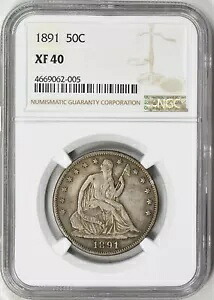 1891年 シーテッド リバティ ハーフダラー NGC XF-40｜WORLD RESOURCE【KING店】