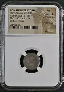 Roman Imperatorial - マルク アントニー - BC 32-31 - シルバー デナリウス - NGC VF -Crawf:37｜WORLD RESOURCE【KING店】