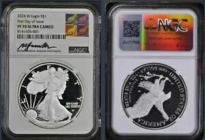 2024 W シルバー イーグル NGC PF70 FDOI マイケル ガウディオーソ サイン入りラベル (POP 500)｜WORLD RESOURCE【KING店】