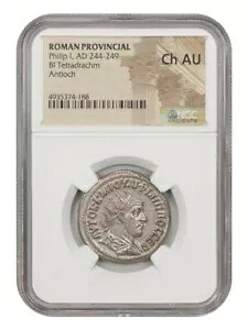 古代ローマ: フィリッポス 1 世 (AD 244-249) BI テトラドラクマ NGC Choice AU (アンティオキア)｜WORLD RESOURCE【KING店】