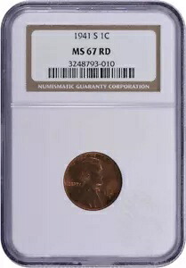 1941-S リンカーン セント ラージ S MS67RD NGC