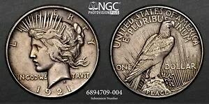 1921 ピース シルバー ダラー ハイ レリーフ、NGC グレード AU 詳細、PhotoVision 画像