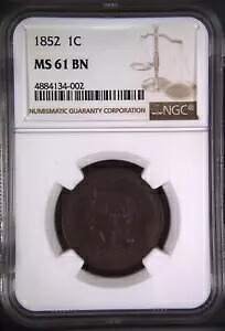 1852P ブレイドヘアセント NGC MS-61 BN CAC|WORLD RESOURCE【KING店】