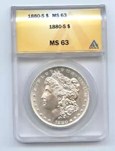 1880-S $1 - ANACS MS63-光沢&素敵な色-モーガンシルバードル-｜WORLD RESOURCE【KING店】