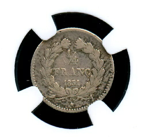 ルイ・フィリップ 1 世 (1830-1848) 1/4 フラン 1831 I リモージュ NGC VG 10 Km#740.6｜WORLD RESOURCE【KING店】 224,400円