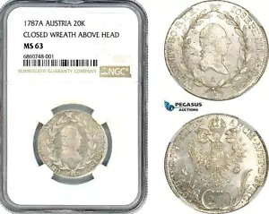 AI740、オーストリア、ヨーゼフ II、20 クロイツァー 1787 A、ウィーン造幣局、シルバー、NGC MS63｜WORLD RESOURCE【KING店】 164,450円