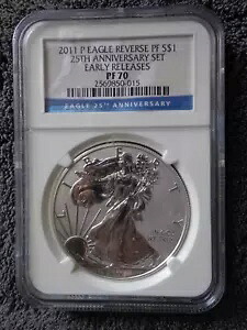 2011-P リバースプルーフ-早期リリース NGC PF70 25 周年記念セット アメリカン イーグル
