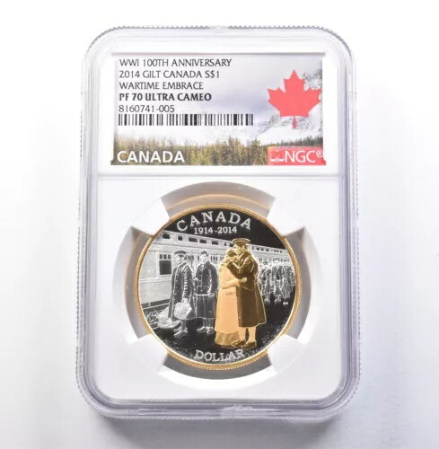 2014 カナダ銀貨 1 ドル第一次世界大戦 100 周年記念ウォータイムエンブレイス PF70 UCAM NGC *5837｜WORLD RESOURCE【KING店】