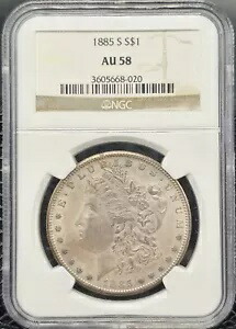 1885-S モーガン シルバー ダラー $1 NGC AU58
