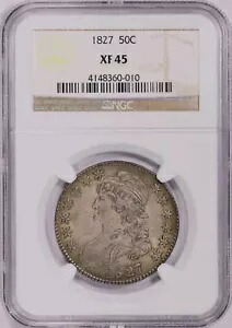 1827 キャップドバストハーフ NGC XF45 は格下に見える素敵なオリジナルのトーンカラー
