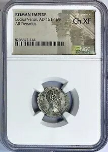 古代ローマ シルバー ルシウス ヴェルス コイン 161-169 AD 18mm デナリウス NGC Choice XF