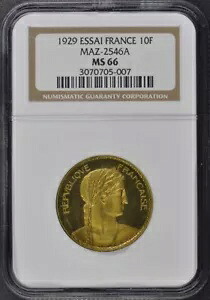 1929 フランス Essai 10F Maz-2546A NGC MS66｜WORLD RESOURCE【KING店】