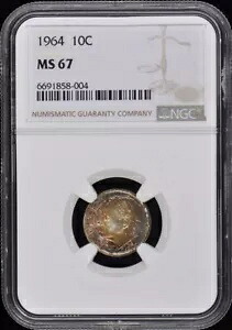 1964 ルーズベルト ダイム (シルバー) 10C NGC MS67|WORLD RESOURCE【KING店】