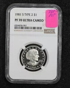 1981-S タイプ 2 スーザン B アンソニー ダラー NGC PF-70 ウルトラ カメオ トップ ポップ 4XG9