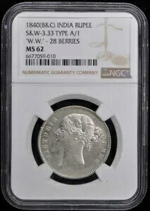 1840(B&C) インドルピー MS63 NGC KM458 S&W-3.33 W.W. 28ベリー｜WORLD RESOURCE【KING店】