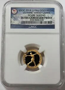 2014 USOC 1/10オンス 金メダル オリンピック冬季競技大会 フィギュアスケート NGC ジェムプルーフ UC