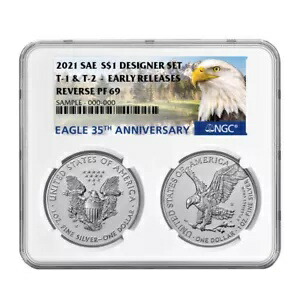 2021 リバース プルーフ アメリカン シルバー イーグル デザイナー 2 個セット NGC PF69 ER 35th An... 152,350円