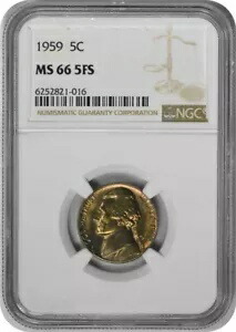1959 ジェファーソン ニッケル MS66 5FS NGC