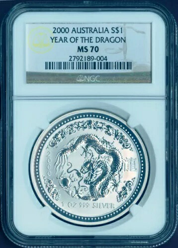 パーフェクト 2000 P オーストラリア ドラゴン年 1 オンス 地金コイン NGC MS70