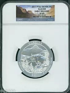 2011-P グレイシャー NP ATB アメリカ 美しい 5 オンス シルバー NGC SP69 早期リリース E.R.