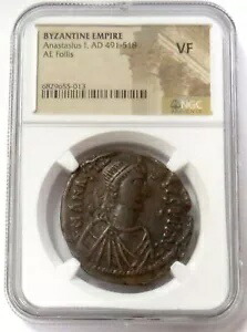 491 -518 AD ビザンチン アナスタシウス I AE FOLLIS NGC ベリーファイン コンスタンティノーポリス 152,350円