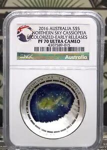 2016 オーストラリア ノーザン スカイ *CASSIOPEIA* カラーライズド シルバー $5 NGC PF70 UC #015ARC｜WORLD RESOURCE【KING店】