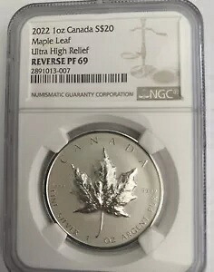 2022 カナダ $20 1 オンス シルバー メープル リーフ ウルトラ ハイ レリーフ リバース プルーフ NGC PF69｜WORLD RESOURCE【KING店】