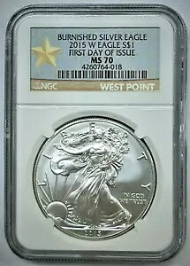 2015-W 光沢仕上げ $1 アメリカン シルバー イーグル NGC MS70 発行初日 WPS?018?