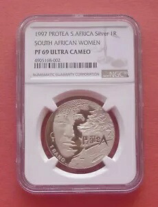 南アフリカ 1997年 南アフリカの女性 1ランド シルバー プルーフ コイン NGC PF69UC｜WORLD RESOURCE【KING店】