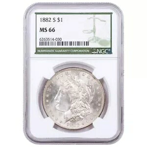 1882-S $1 モーガン シルバー ダラー NGC MS66 グリーン ラベル