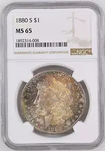 1880 S モーガン シルバー ダラー NGC MS-65 レインボー トーニング｜WORLD RESOURCE【KING店】